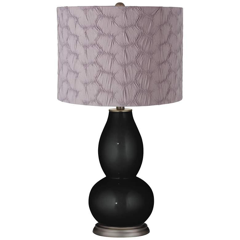 Image 1 Caviar Metallic Gray Pleated Drum Shade Double Gourd Table Lamp