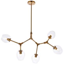 Cavoli 42 1/2" Wide Antique Brass 5-Light Chandelier
