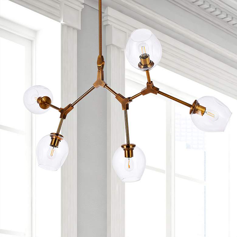 Image 2 Cavoli 42 1/2" Wide Antique Brass 5-Light Chandelier