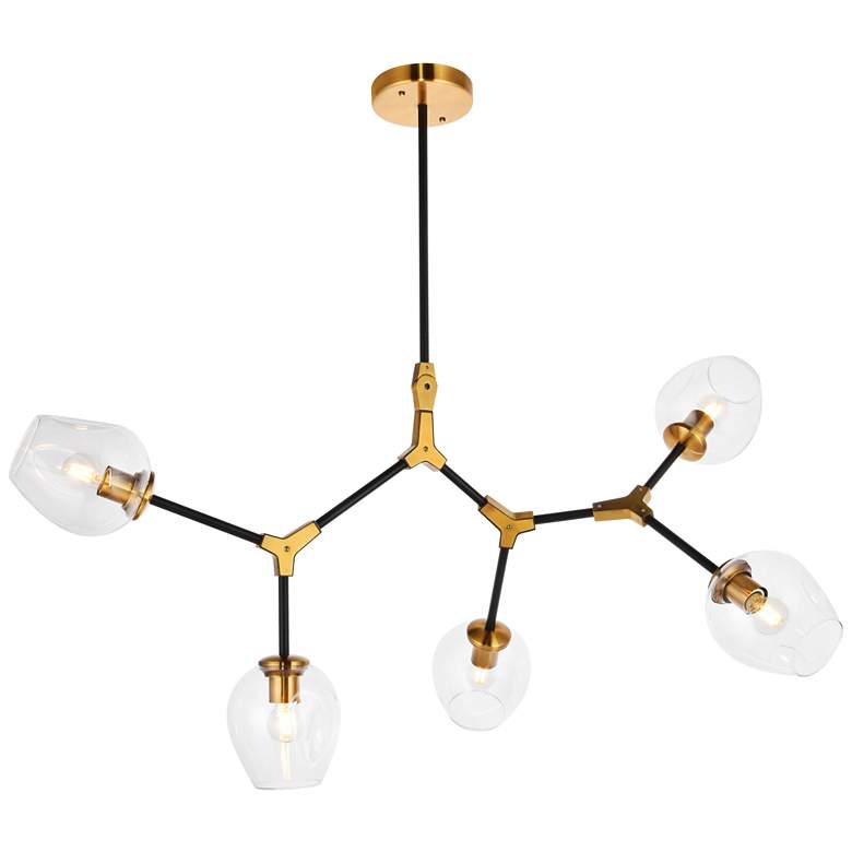 Image 1 Cavoli 5 Lt In Lt Antique Brass And Flat Black Pendant