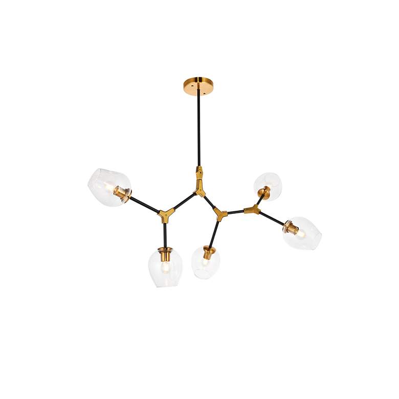 Image 3 Cavoli 5 Lt In Lt Antique Brass And Flat Black Pendant more views