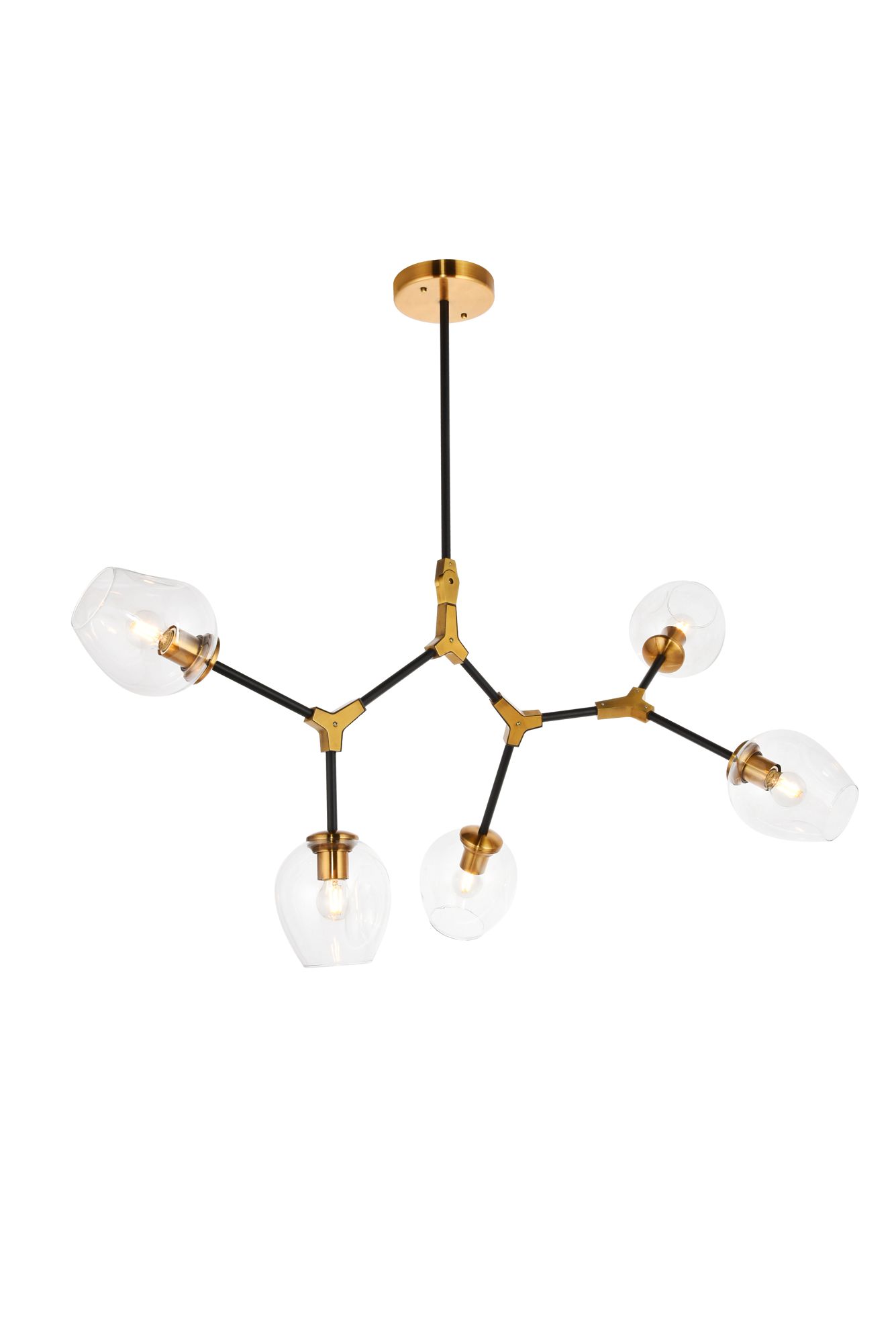 Cavoli 5 Lt In Lt Antique Brass And Flat Black Pendant