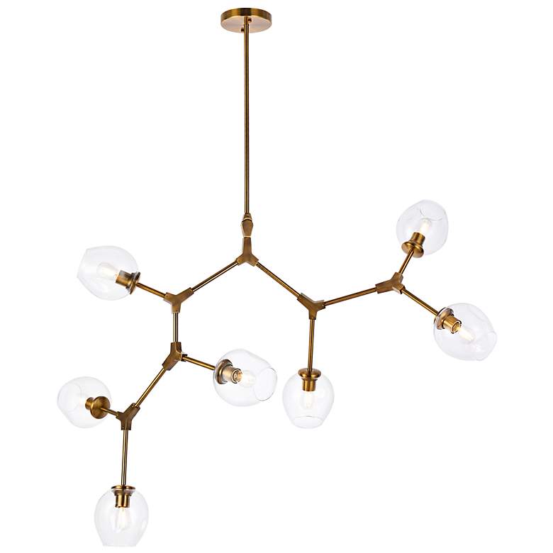 Image 1 Cavoli 57" Wide Brass 7-Light Chandelier with Clear Glass