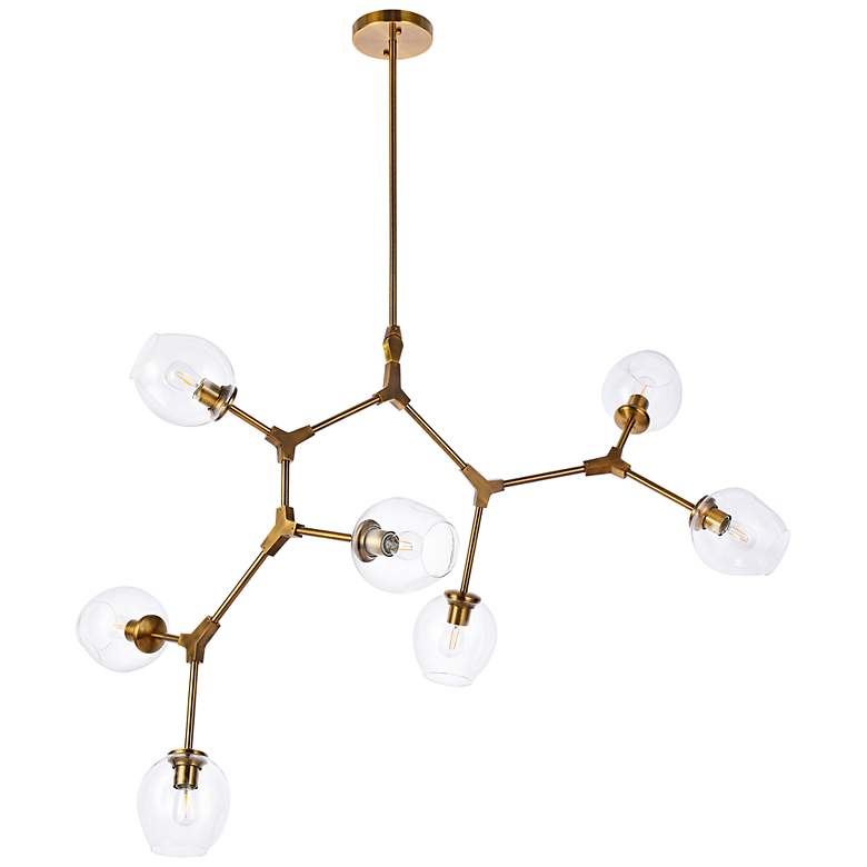 Image 7 Cavoli 57" Wide Brass 7-Light Chandelier with Clear Glass more views