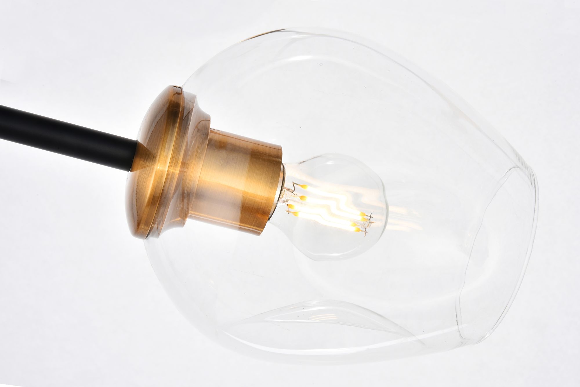 Thumbnail4 of Cavoli 79" Wide Antique Brass and Black 9-Light Chandelier more views