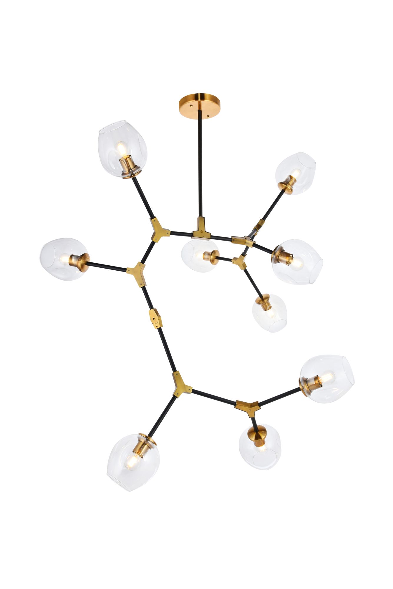 Cavoli 79" Wide Antique Brass and Black 9-Light Chandelier