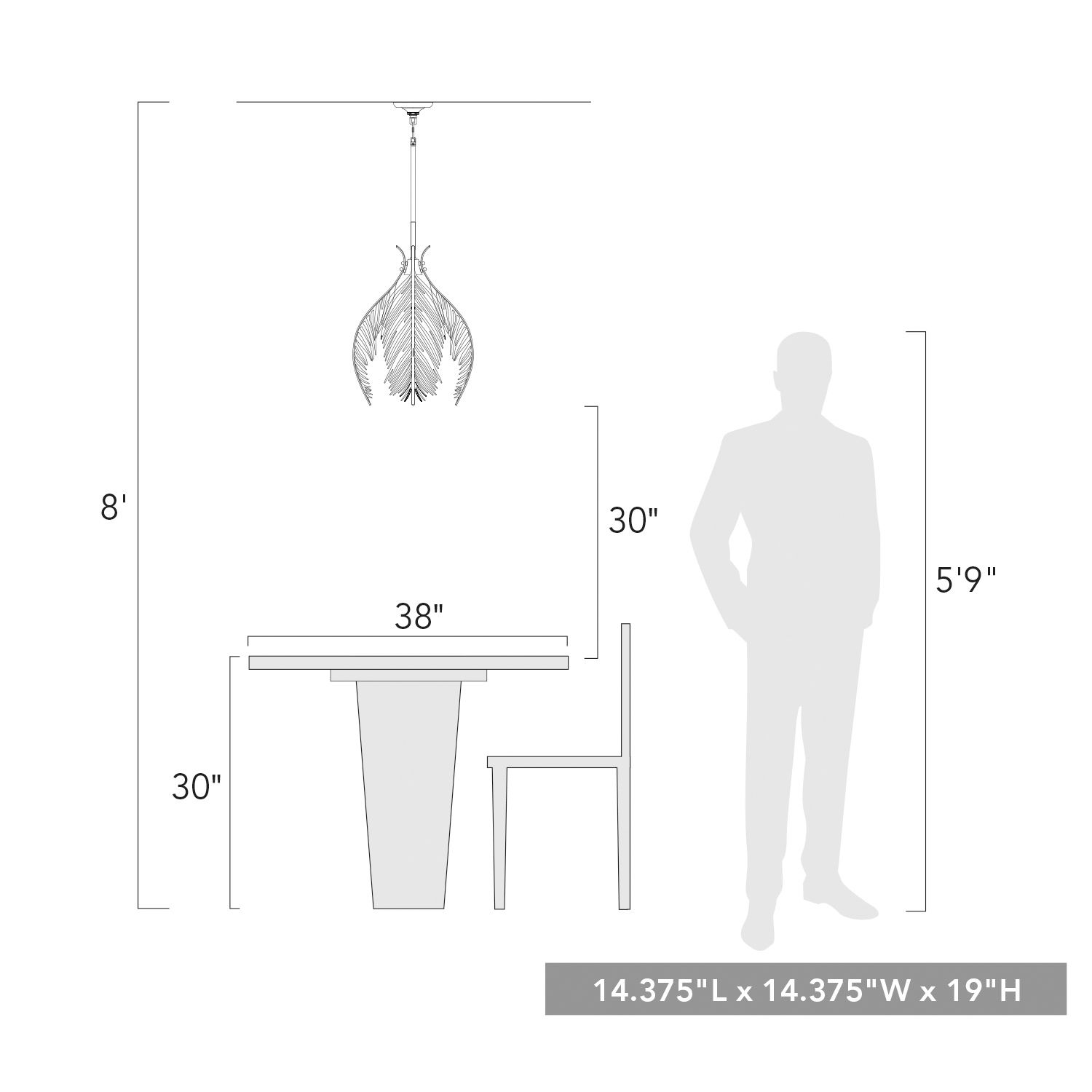 Cay 14 3/8" Wide 3-Light Vintage Fired Gold Pendant