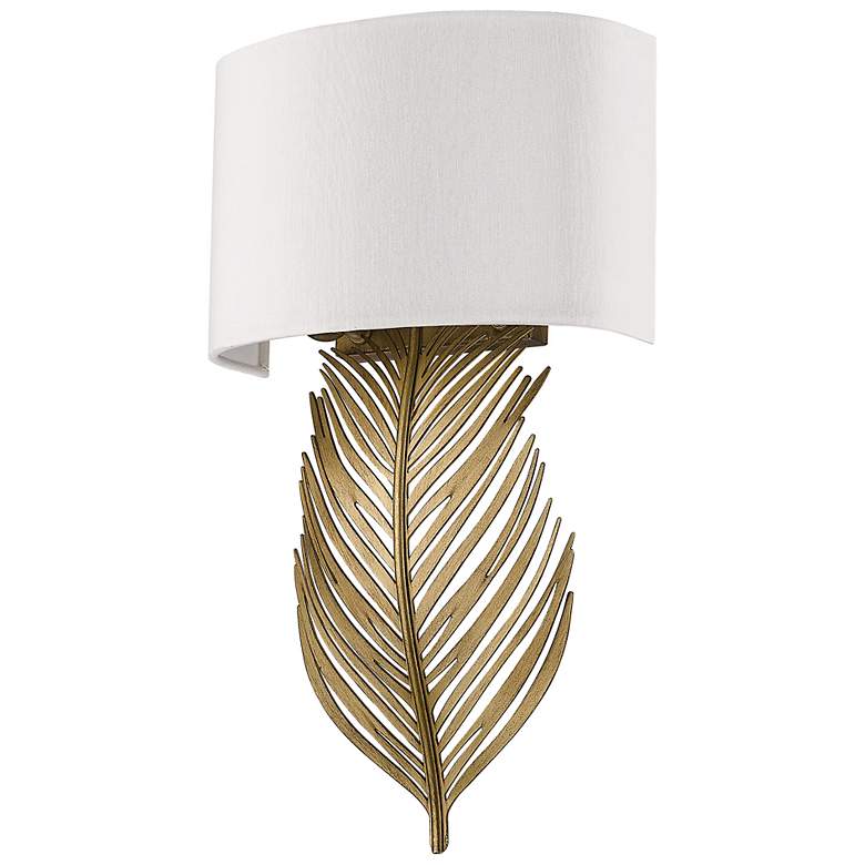 Image 2 Cay 9 1/2" Wide 2-Light Vintage Fired Gold Wall Sconce With Ivory Line