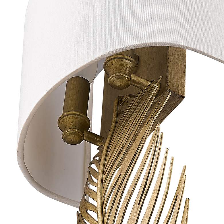 Image 6 Cay 9 1/2" Wide 2-Light Vintage Fired Gold Wall Sconce With Ivory Line more views
