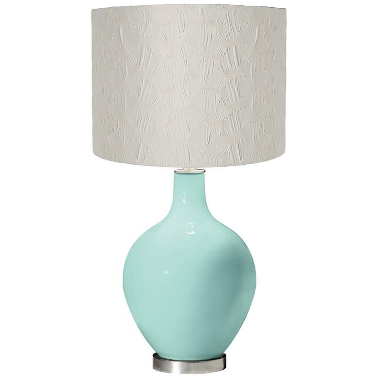 Image 1 Cay Cream Pleated Drum Shade Ovo Table Lamp