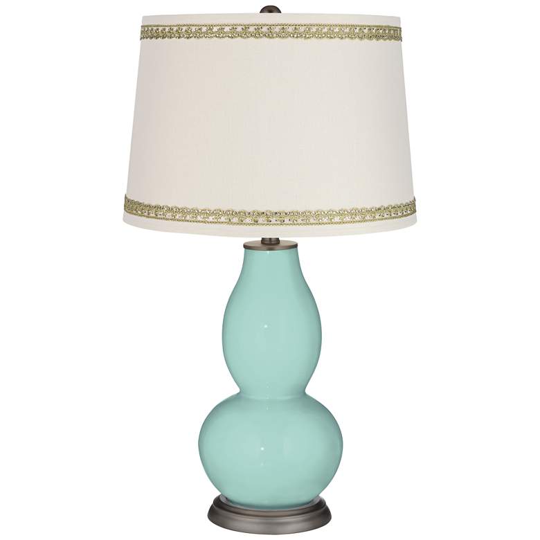 Image 1 Cay Double Gourd Table Lamp with Rhinestone Lace Trim