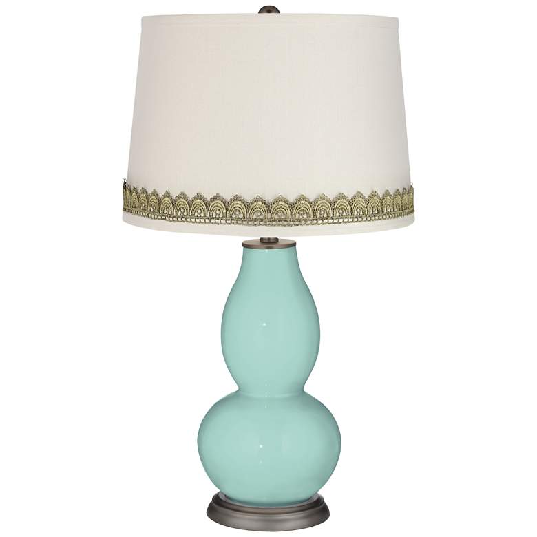 Image 1 Cay Double Gourd Table Lamp with Scallop Lace Trim