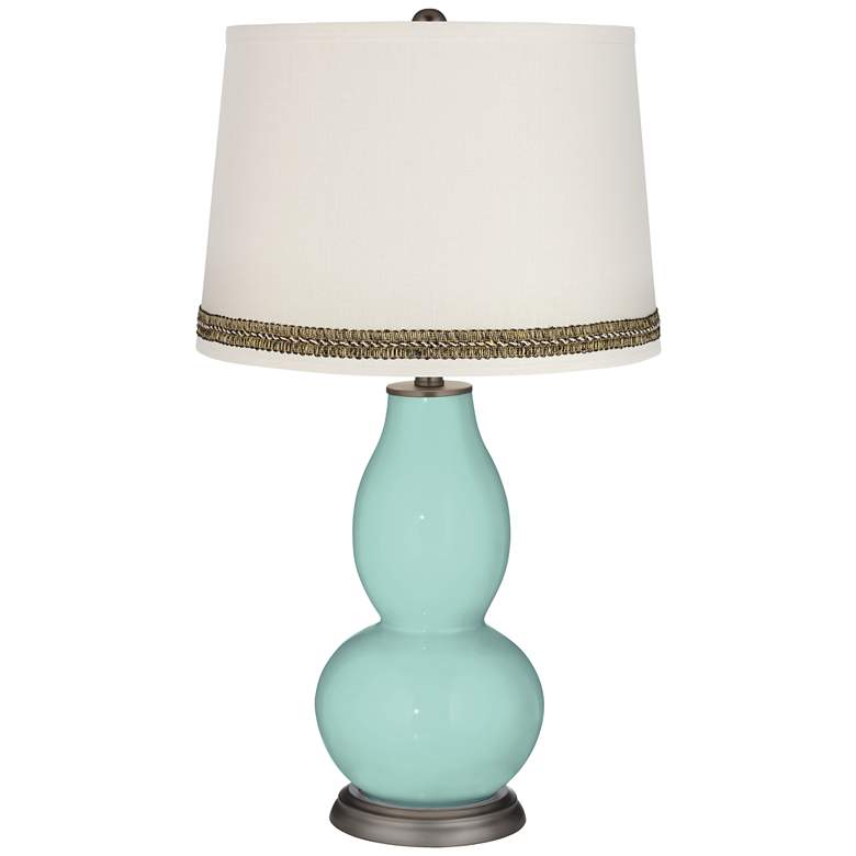 Image 1 Cay Double Gourd Table Lamp with Wave Braid Trim
