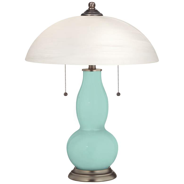 Cay Gourd-Shaped Table Lamp with Alabaster Shade