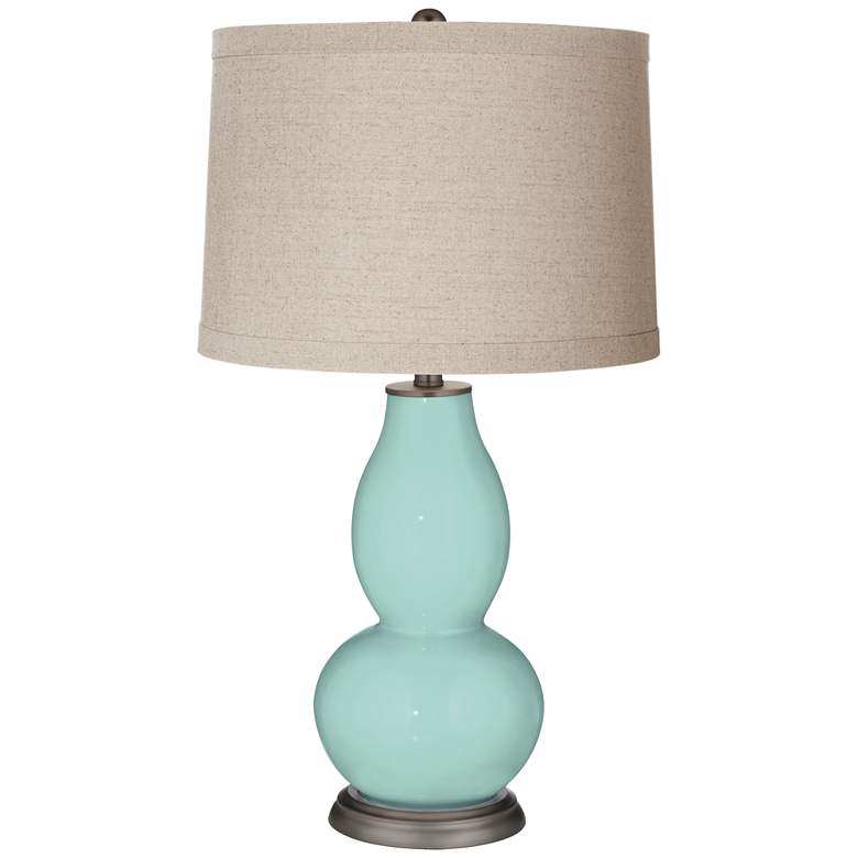 Image 1 Cay Linen Drum Shade Double Gourd Table Lamp