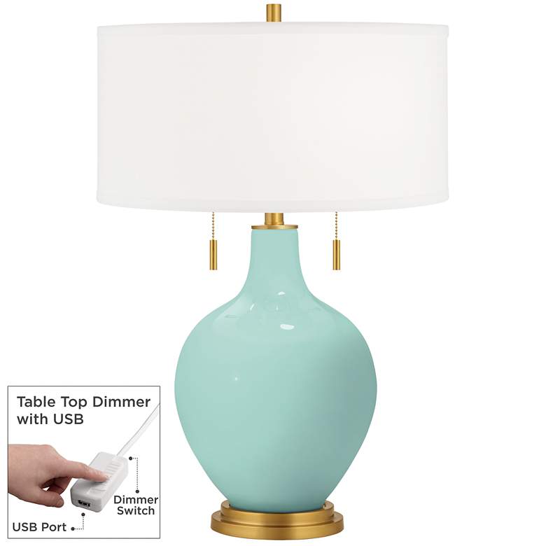 Image 1 Cay Toby Brass Accents Table Lamp with Dimmer