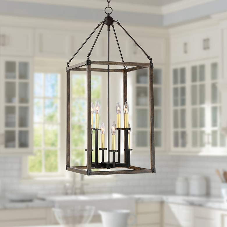 Image 1 Cayden 16" Wide Antique Brass and Bronze Foyer Chandelier