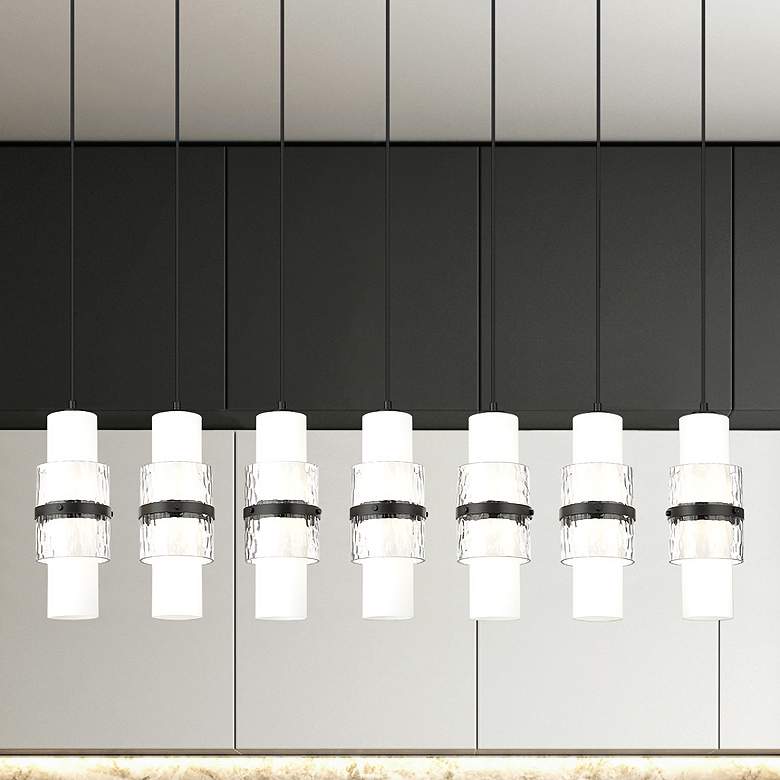 Image 1 Cayden 54" Wide Matte Black 7-Light Linear Chandelier