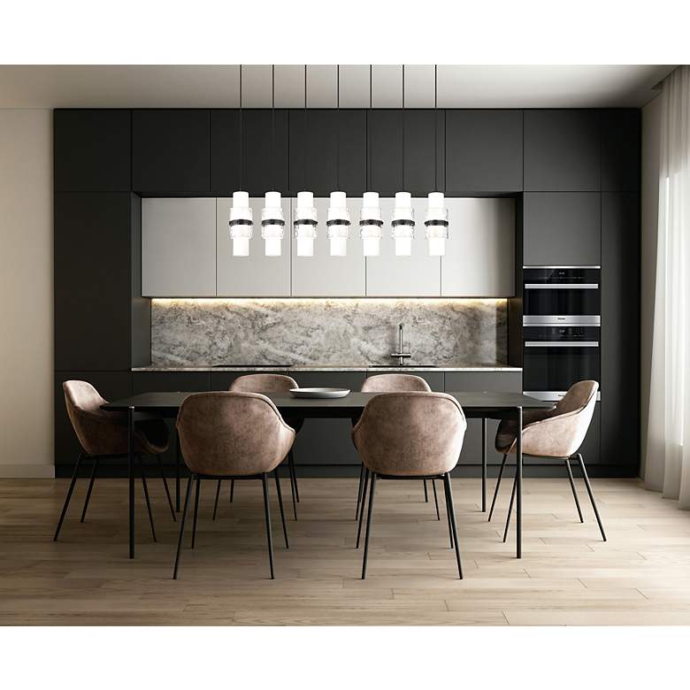 Image 3 Cayden 54" Wide Matte Black 7-Light Linear Chandelier more views