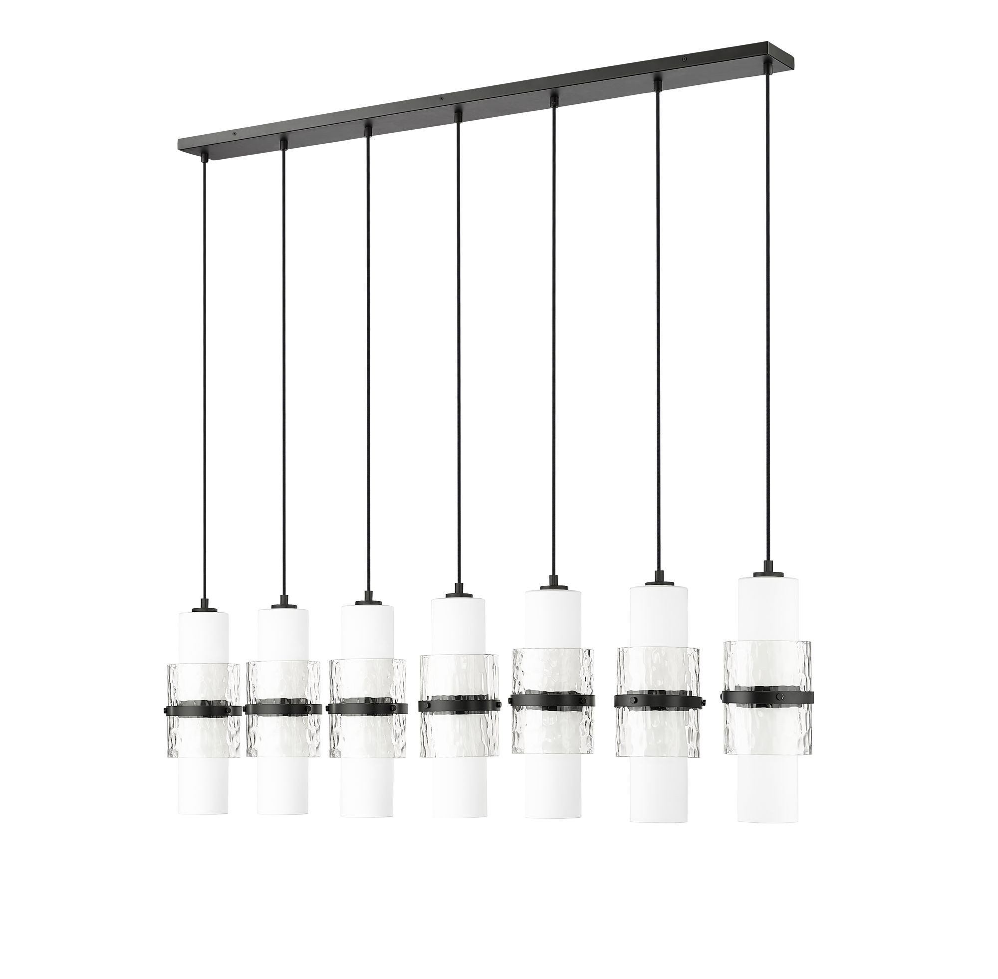 Cayden 54" Wide Matte Black 7-Light Linear Chandelier