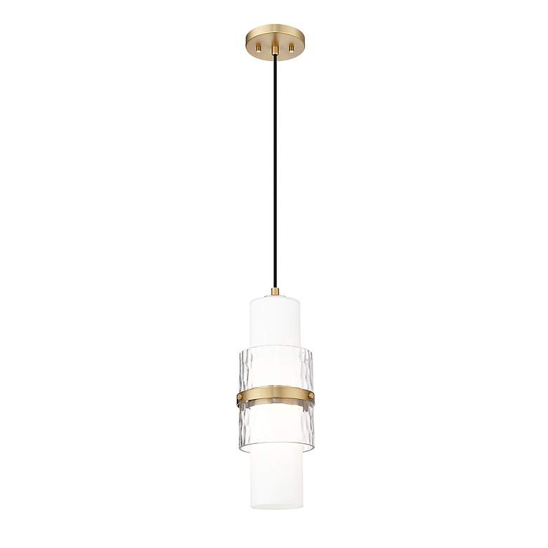 Image 4 Cayden 6 1/2"W Modern Gold Mini Pendant w/ Two-Layer Shade more views