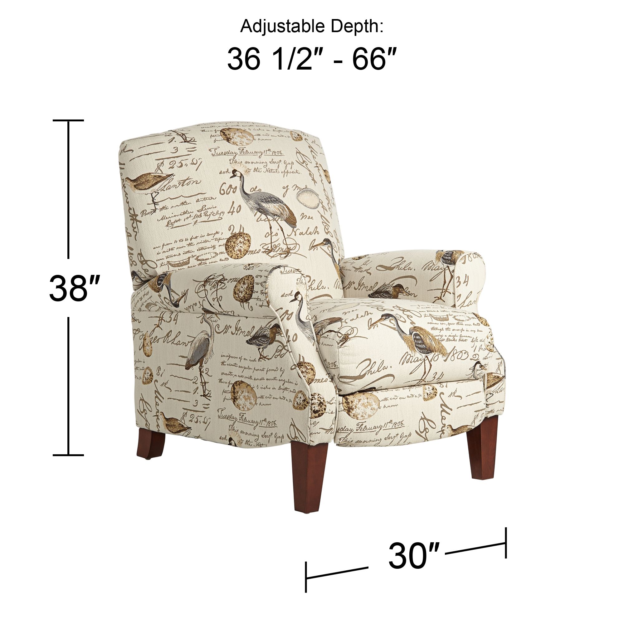 Cayden Birdsong Upholstered Fabric 3-Way Firm Recliner Chair