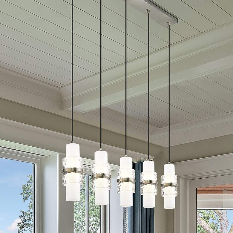 Image 1 Cayden by Z-Lite Brushed Nickel 5 Light Linear Chandelier