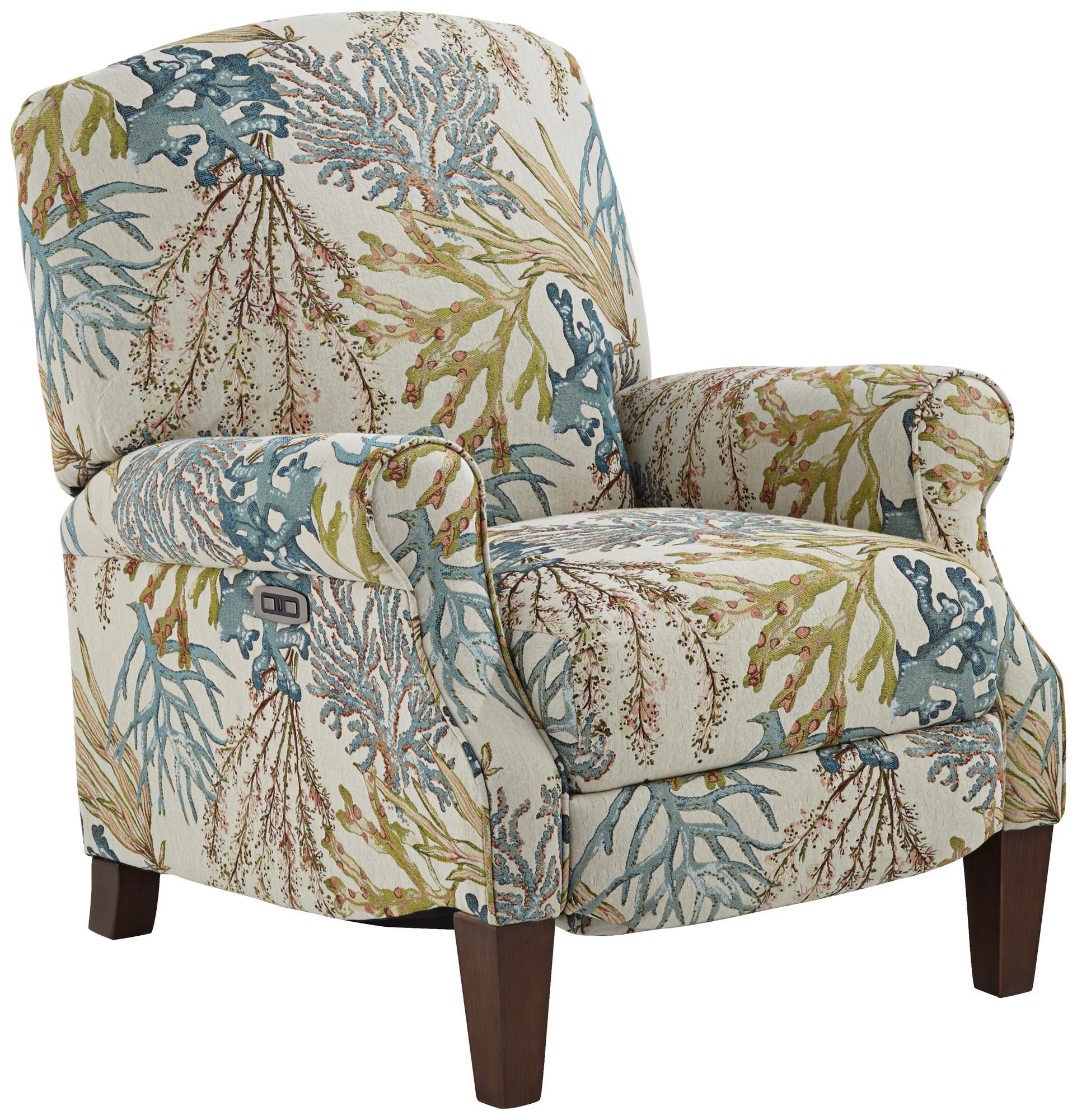 Cayden Caribbean Coral Reef Upholstered Fabric 3-Way Power Recliner Chair