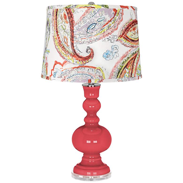 Image 1 Cayenne Blurred Paisley Drum Shade Apothecary Table Lamp
