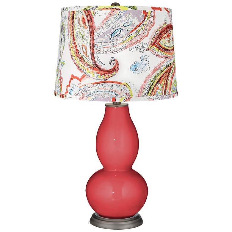 Image 1 Cayenne Blurred Paisley Shade Double Gourd Table Lamp