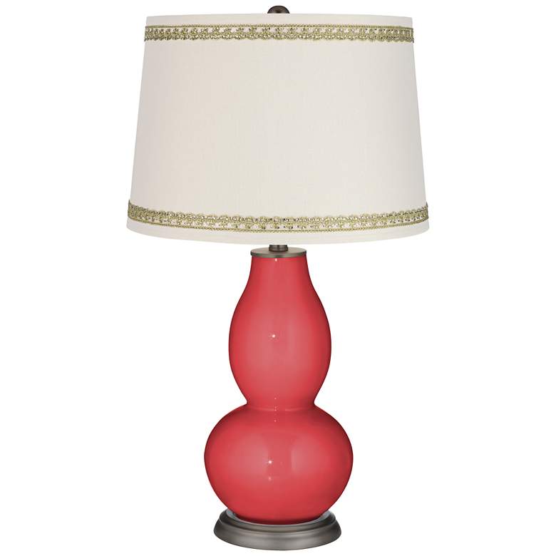 Image 1 Cayenne Double Gourd Table Lamp with Rhinestone Lace Trim