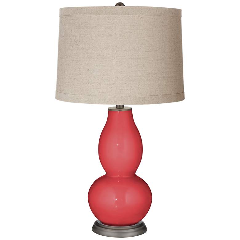 Image 1 Cayenne Linen Drum Shade Double Gourd Table Lamp