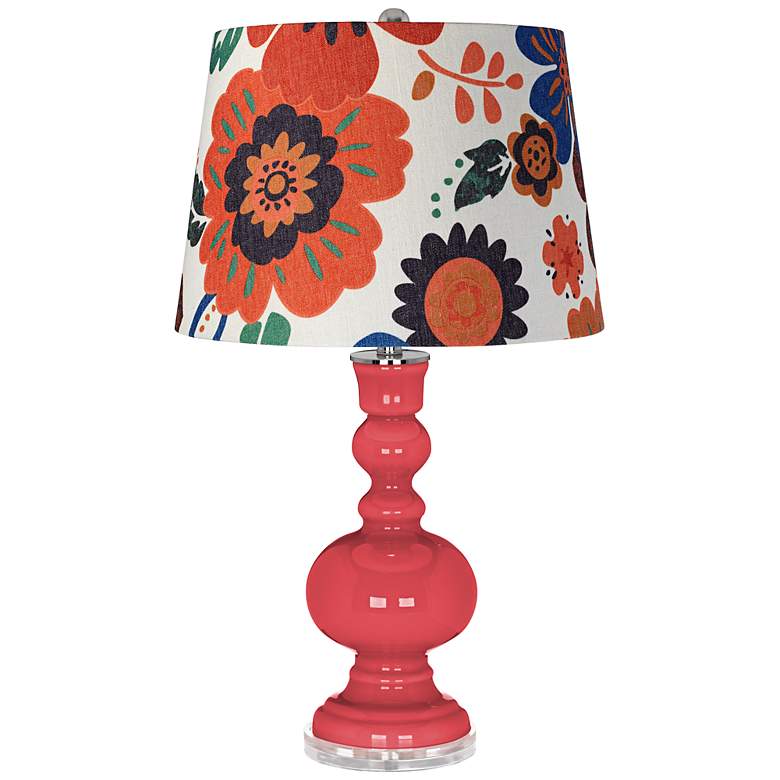 Image 1 Cayenne Multicolor Flowers Shade Apothecary Table Lamp