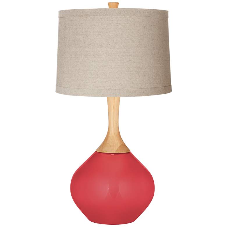 Image 1 Cayenne Natural Linen Drum Shade Wexler Table Lamp