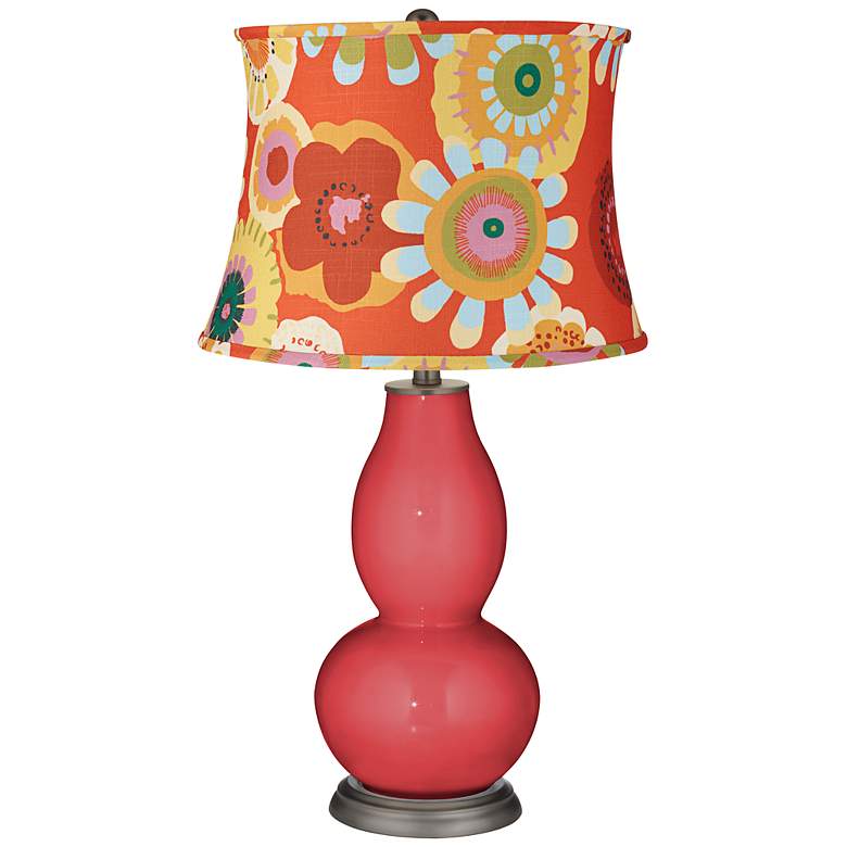 Image 1 Cayenne Persimmon Drum Shade Double Gourd Table Lamp
