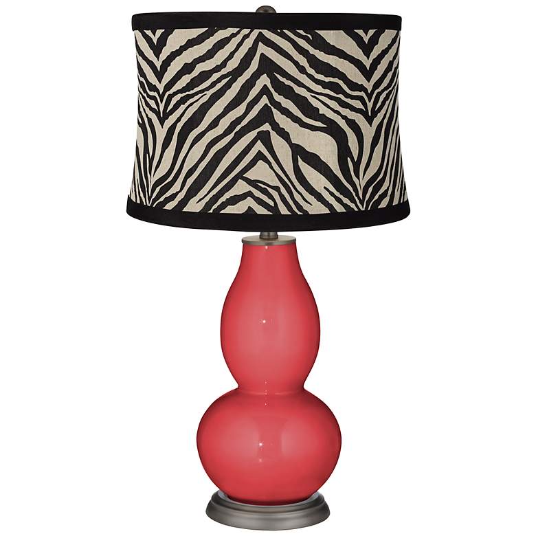 Image 1 Cayenne Zebra Print Shade Double Gourd Table Lamp