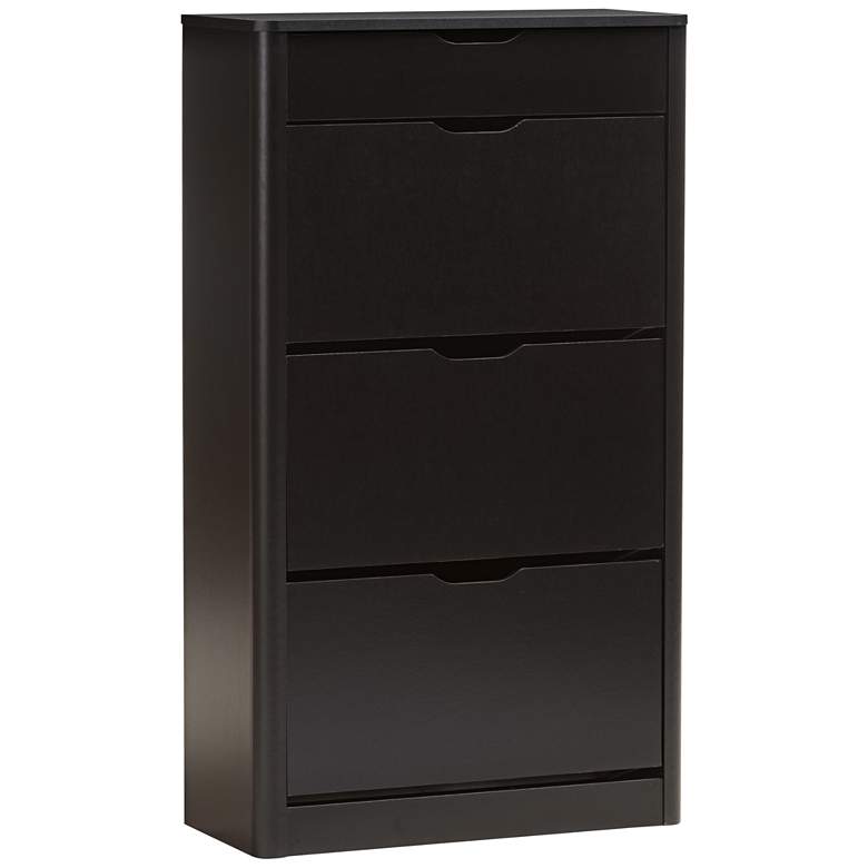 Cayla 27&quot; Wide Black 1-Drawer Shoe Cabinet