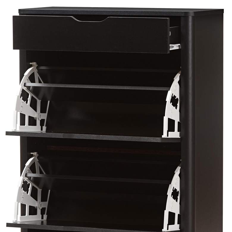 Image 3 Cayla 27 inch Wide Black 1-Drawer Shoe Cabinet more views