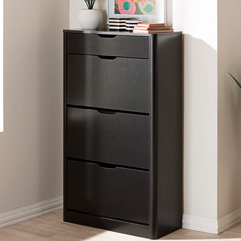 Image 6 Cayla 27 inch Wide Black 1-Drawer Shoe Cabinet more views