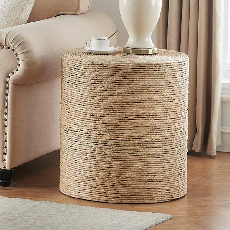 Image 1 Cayman 20 inch Wide Straw Rope Round Drum End Table
