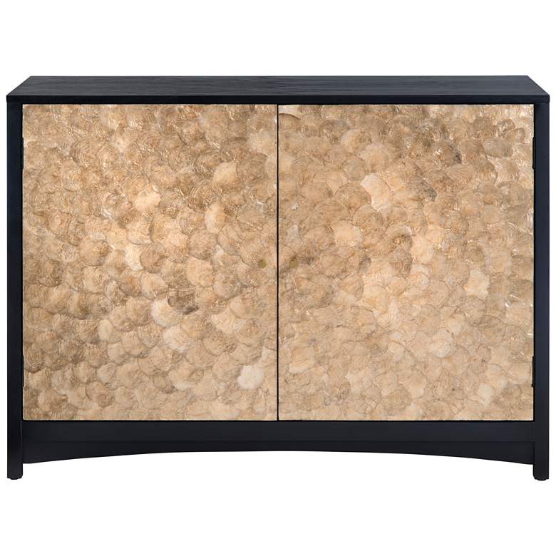 Image 1 Cayman 44" Wide Stained Black and Capiz Shell 2-Door Cabinet