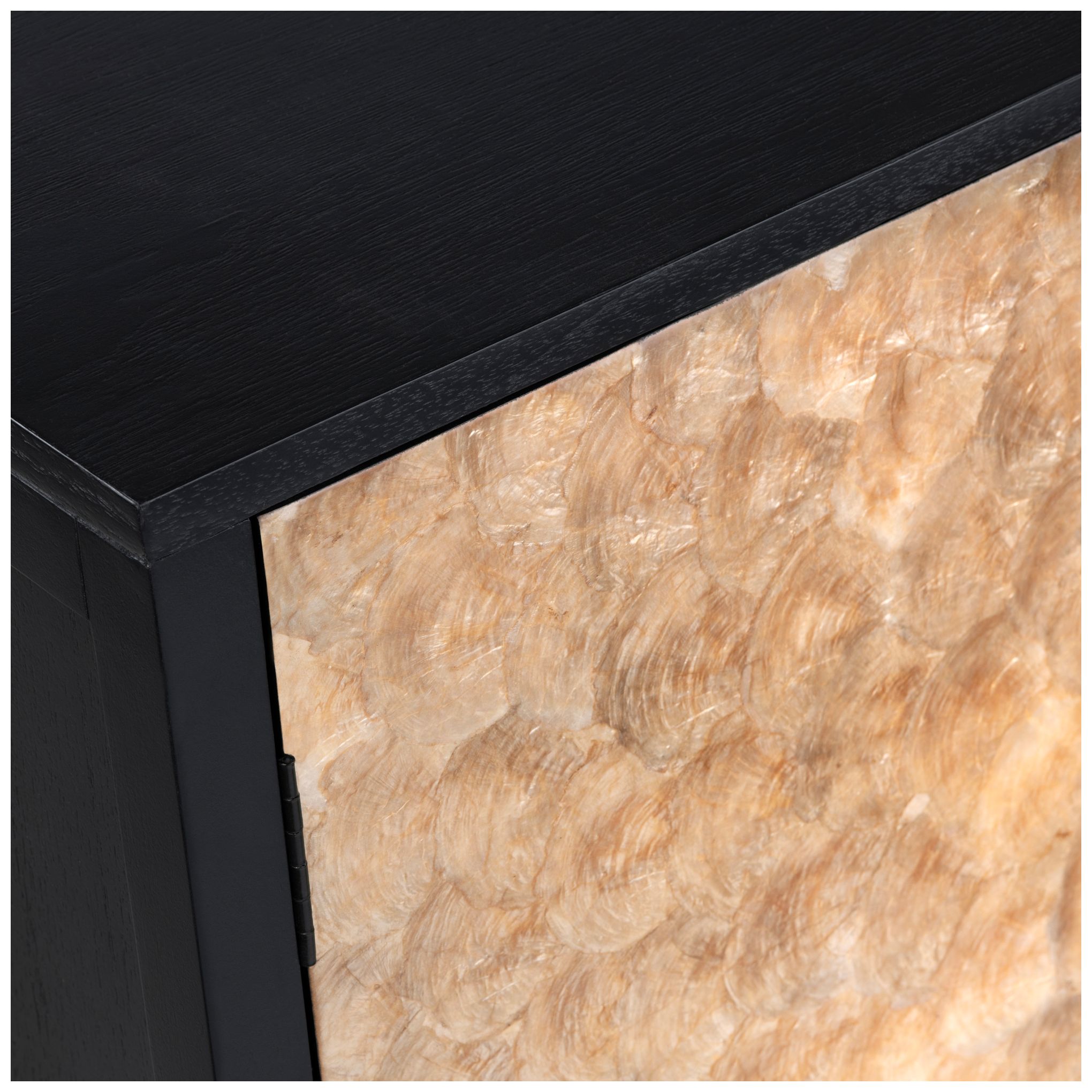 Image 3 Cayman 44" Wide Stained Black and Capiz Shell 2-Door Cabinet more views