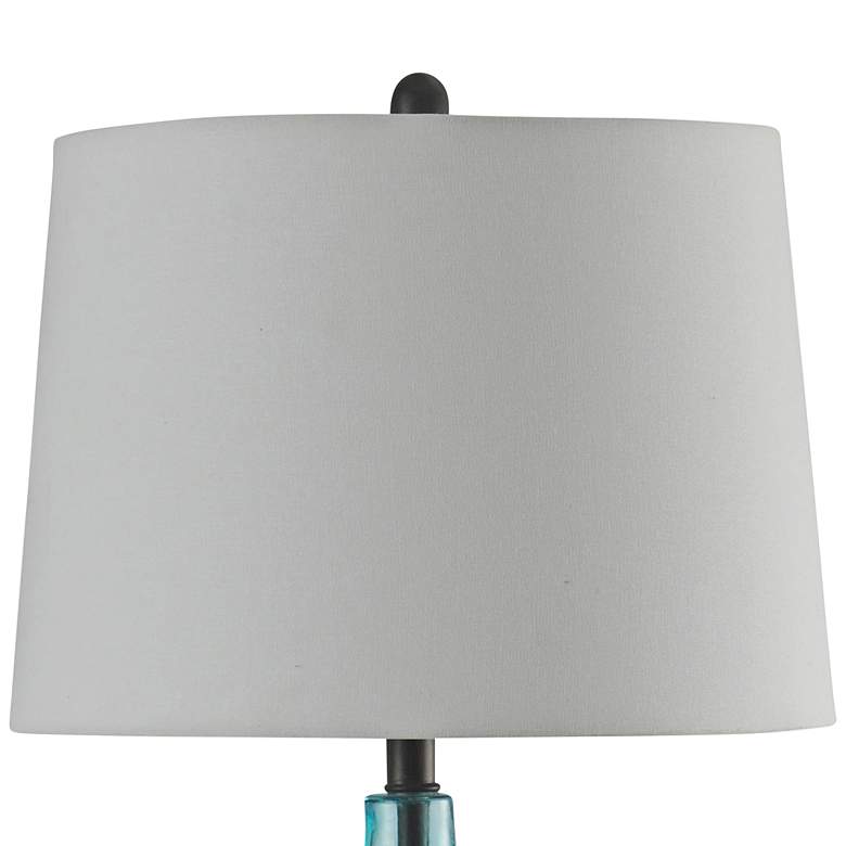Image 2 Cayos Blue Table Lamp with White Hardback Fabric Shade more views