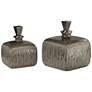 Cayson Raw Umber Brown Ribbed Ceramic Bottle Set of 2 in scene