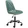 Ceannaire Green Faux Leather Adjustable Swivel Office Chair