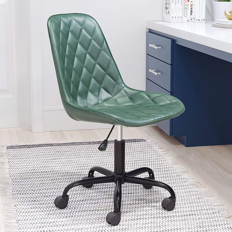 Image 1 Ceannaire Green Faux Leather Adjustable Swivel Office Chair