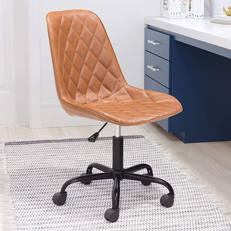 Image 1 Ceannaire Tan Faux Leather Adjustable Swivel Office Chair
