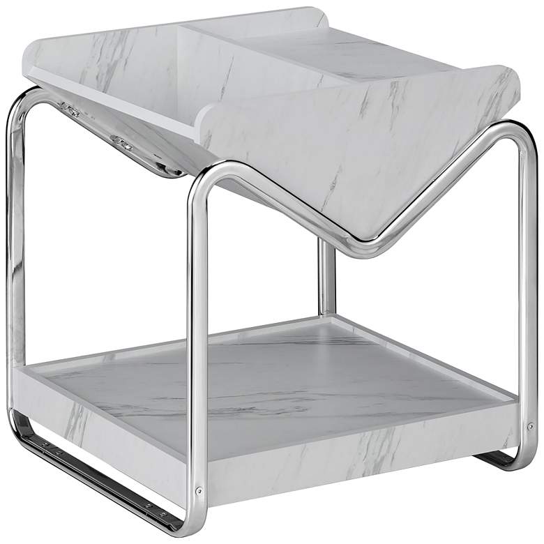 Image 2 Ceano 21 3/4" Marble Wood Open Bottom Shelf End Table