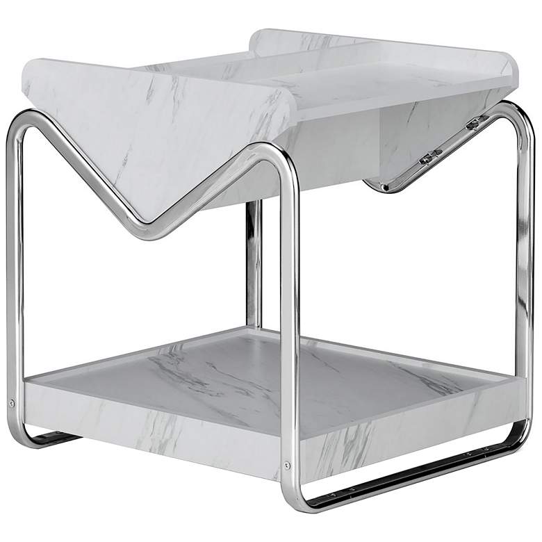Image 5 Ceano 21 3/4" Marble Wood Open Bottom Shelf End Table more views