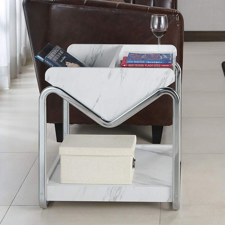Image 6 Ceano 21 3/4" Marble Wood Open Bottom Shelf End Table more views